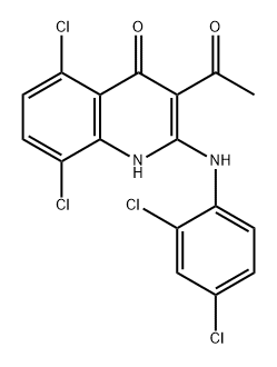 4(1H)-Quinolinone, 3-acetyl-5,8-dichloro-2-[(2,4-dichlorophenyl)amino]- 结构式