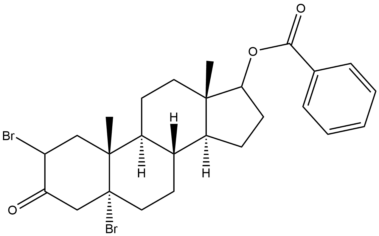 5α-Androstan-3-one, 2,5-dibromo-17-hydroxy-, benzoate (6CI) 结构式