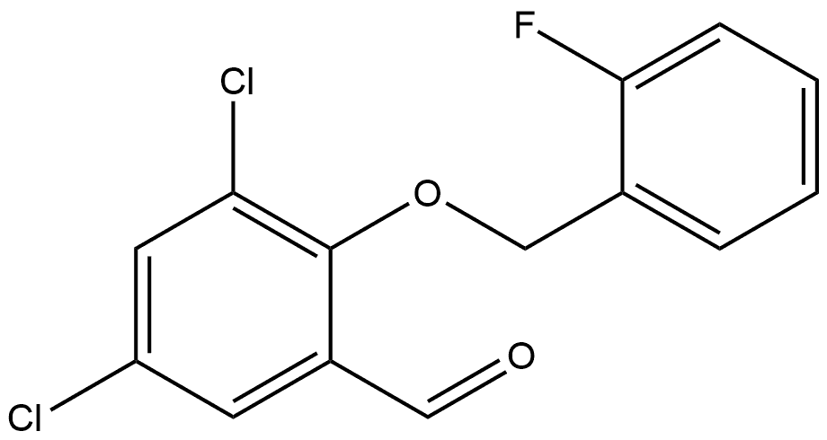 3,5-dichloro-2-((2-fluorobenzyl)oxy)benzaldehyde 结构式