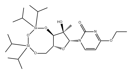 Uridine, 4-O-ethyl-2'-C-methyl-3',5'-O-[1,1,3,3-tetrakis(1-methylethyl)-1,3-disiloxanediyl]- 结构式