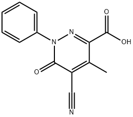 3-Pyridazinecarboxylic acid, 5-cyano-1,6-dihydro-4-methyl-6-oxo-1-phenyl- 结构式