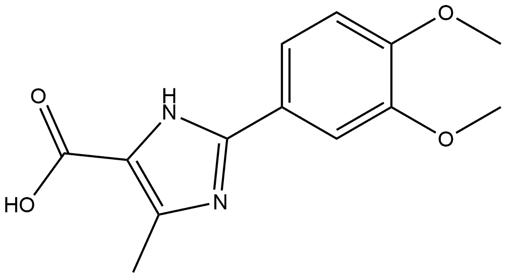 2-(3,4-二甲氧基苯基)-5-甲基-1H-咪唑-4-甲酸 结构式