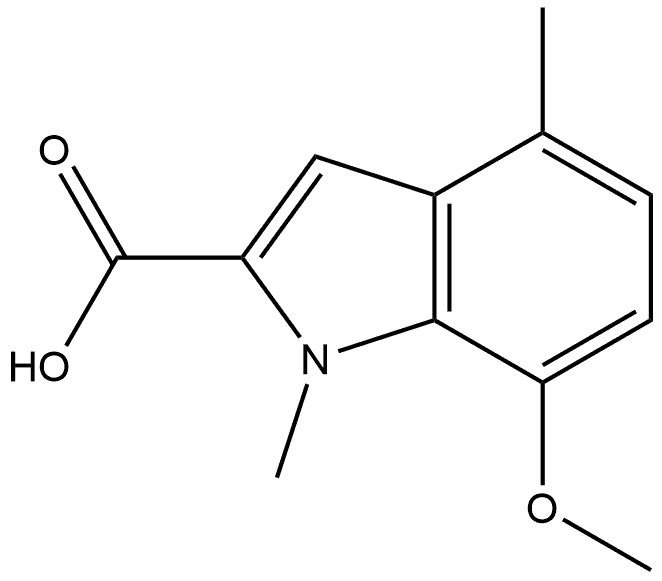 7-甲氧基-1,4-二甲基吲哚-2-甲酸 结构式