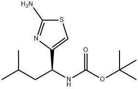 tert-butyl
N-[(1S)-1-(2-amino-1,3-thiazol-4-yl)-3-methylbutyl]
carbamate 结构式