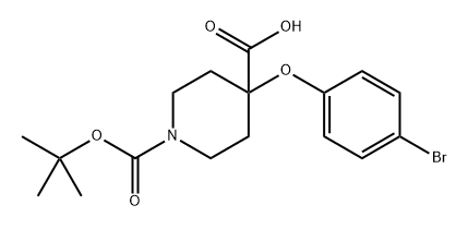 1,4-Piperidinedicarboxylic acid, 4-(4-bromophenoxy)-, 1-(1,1-dimethylethyl) ester 结构式