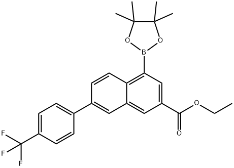 2-Naphthalenecarboxylic acid, 4-(4,4,5,5-tetramethyl-1,3,2-dioxaborolan-2-yl)-7-[4-(trifluoromethyl)phenyl]-, ethyl ester 结构式