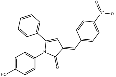 2H-Pyrrol-2-one, 1,3-dihydro-1-(4-hydroxyphenyl)-3-[(4-nitrophenyl)methylene]-5-phenyl-, (3E)- 结构式