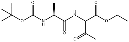 Butanoic acid, 2-[[(2S)-2-[[(1,1-dimethylethoxy)carbonyl]amino]-1-oxopropyl]amino]-3-oxo-, ethyl ester 结构式
