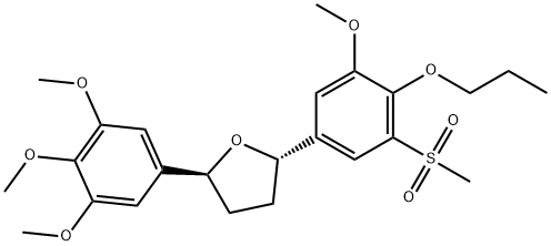 Furan, tetrahydro-2-[3-methoxy-5-(methylsulfonyl)-4-propoxyphenyl]-5-(3,4,5-trimethoxyphenyl)-, (2S-trans)- (9CI) 结构式