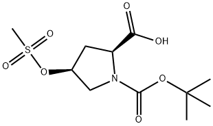 N-BOC-顺式-4-甲磺酰基-L-脯氨酸 结构式