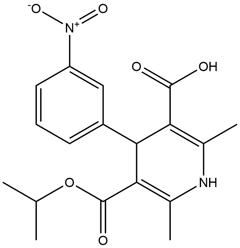 1,4-dihydro-2,6-dimethyl-4-(3'-nitrophenyl)-pyridine-3,5-dicarboxylic acid monoisopropyl ester 结构式