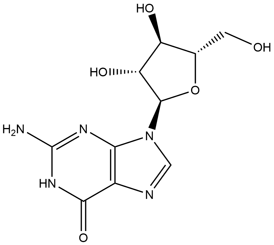 6H-Purin-6-one, 2-amino-9-α-L-arabinofuranosyl-1,9-dihydro- 结构式