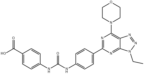 Benzoic acid, 4-[[[[4-[3-ethyl-7-(4-morpholinyl)-3H-1,2,3-triazolo[4,5-d]pyrimidin-5-yl]phenyl]amino]carbonyl]amino]- 结构式