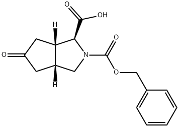 Cyclopenta[c]pyrrole-1,2(1H)-dicarboxylic acid, hexahydro-5-oxo-, 2-(phenylmethyl) ester, (1S,3aR,6aS)- 结构式