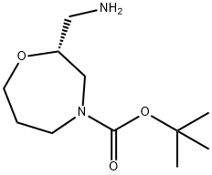 1,4-Oxazepine-4(5H)-carboxylic acid, 2-(aminomethyl)tetrahydro-, 1,1-dimethylethyl ester, (2R)- 结构式