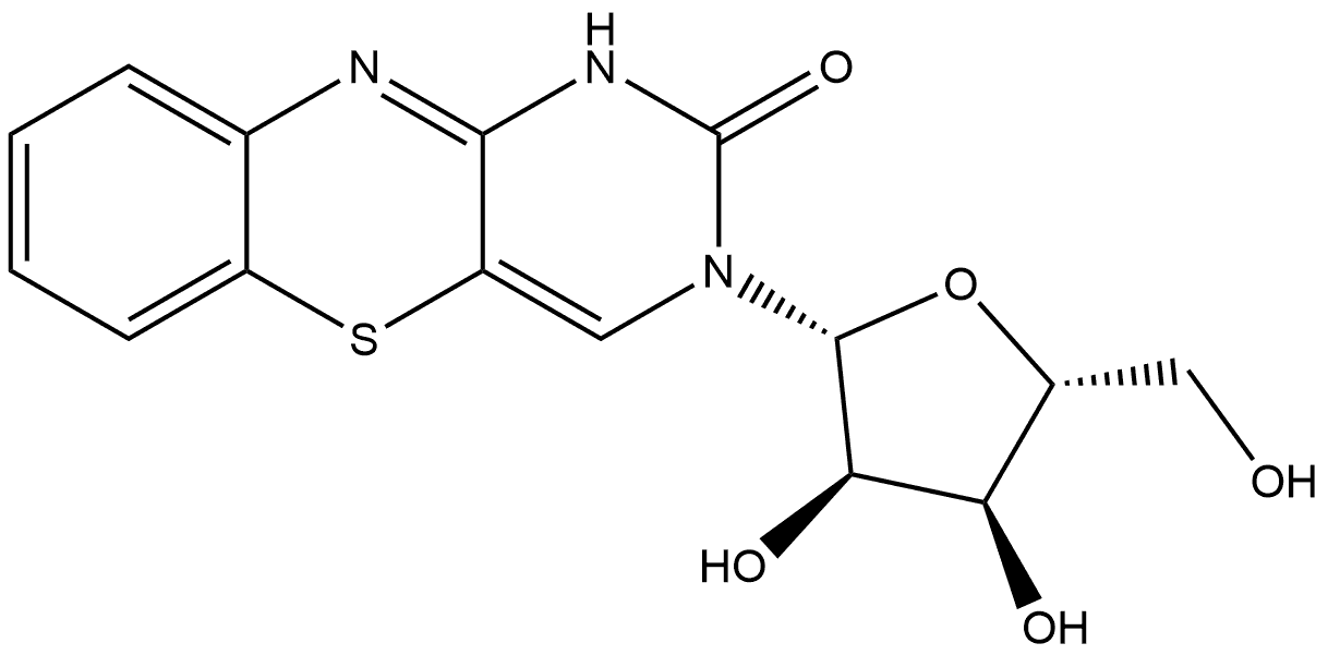 1H-Pyrimido[5,4-b][1,4]benzothiazin-2(3H)-one, 3-β-D-ribofuranosyl- 结构式