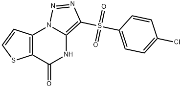 3-[(4-Chlorophenyl)sulfonyl]thieno[2,3-e][1,2,3]triazolo[1,5-a]pyrimidin-5(4H)-one 结构式