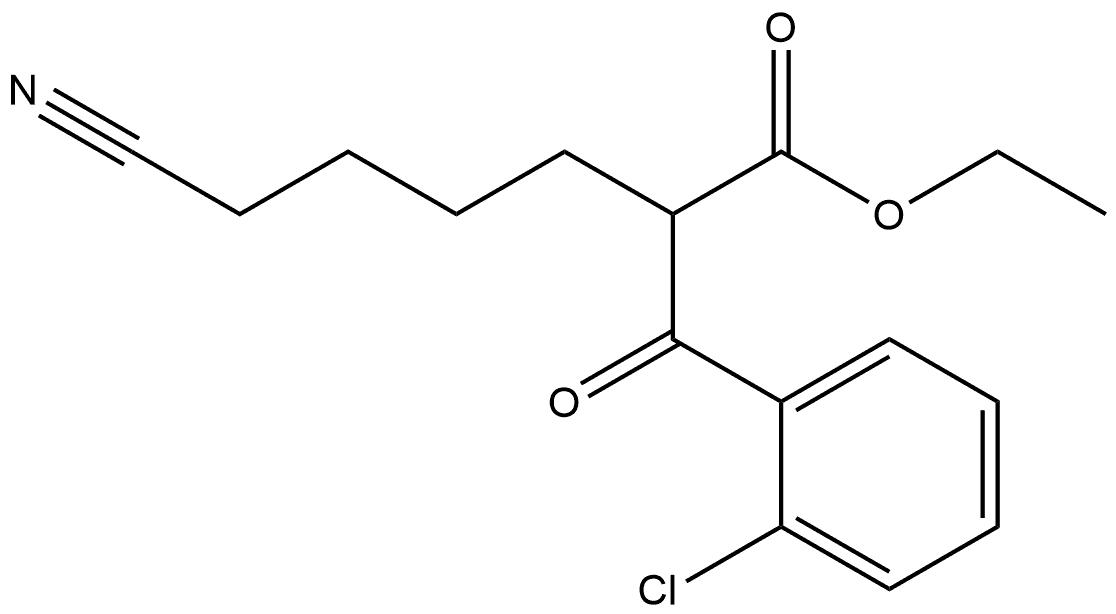 Benzenepropanoic acid, 2-chloro-α-(4-cyanobutyl)-β-oxo-, ethyl ester 结构式