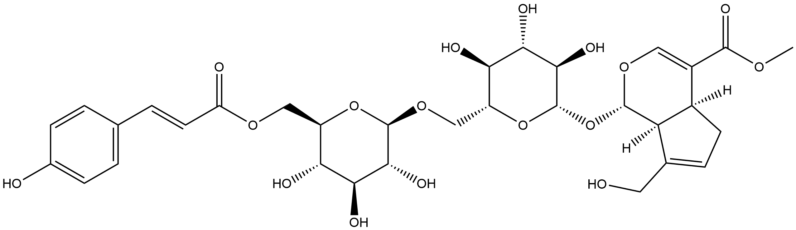 Genipin 1-(6"-p-coumaroylgentiobioside) 结构式