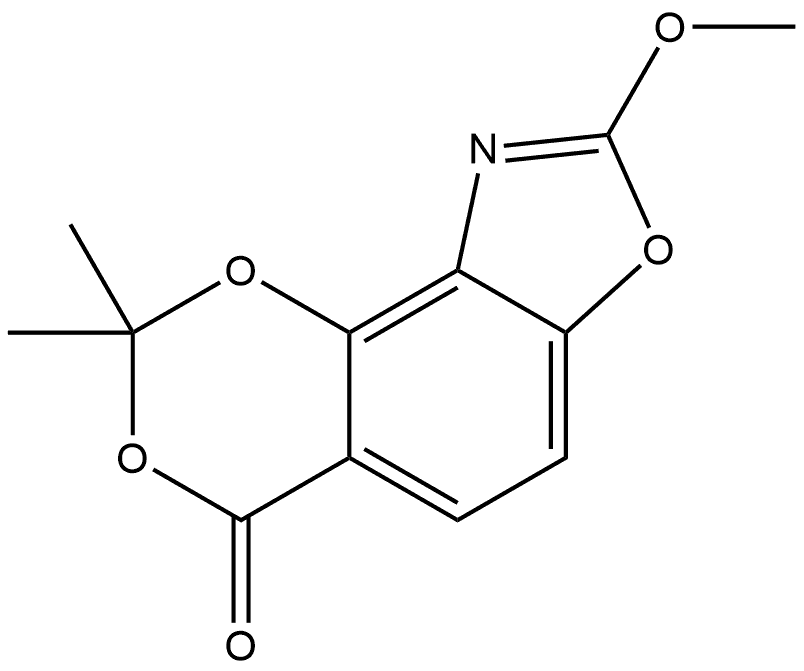 8-Methoxy-2,2-dimethyl-4H-1,3-dioxino[4,5-e]benzoxazol-4-one 结构式