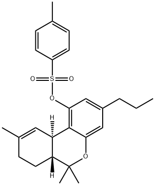 6H-Dibenzo[b,d]pyran-1-ol, 6a,7,8,10a-tetrahydro-6,6,9-trimethyl-3-propyl-, 1-(4-methylbenzenesulfonate), (6aR,10aR)- 结构式