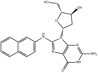 2-Amino-9-((2R,4S,5R)-4-hydroxy-5-(hydroxymethyl)tetrahydrofuran-2-yl)-8-(naphthalen-2-ylamino)-1H-purin-6(9H)-one