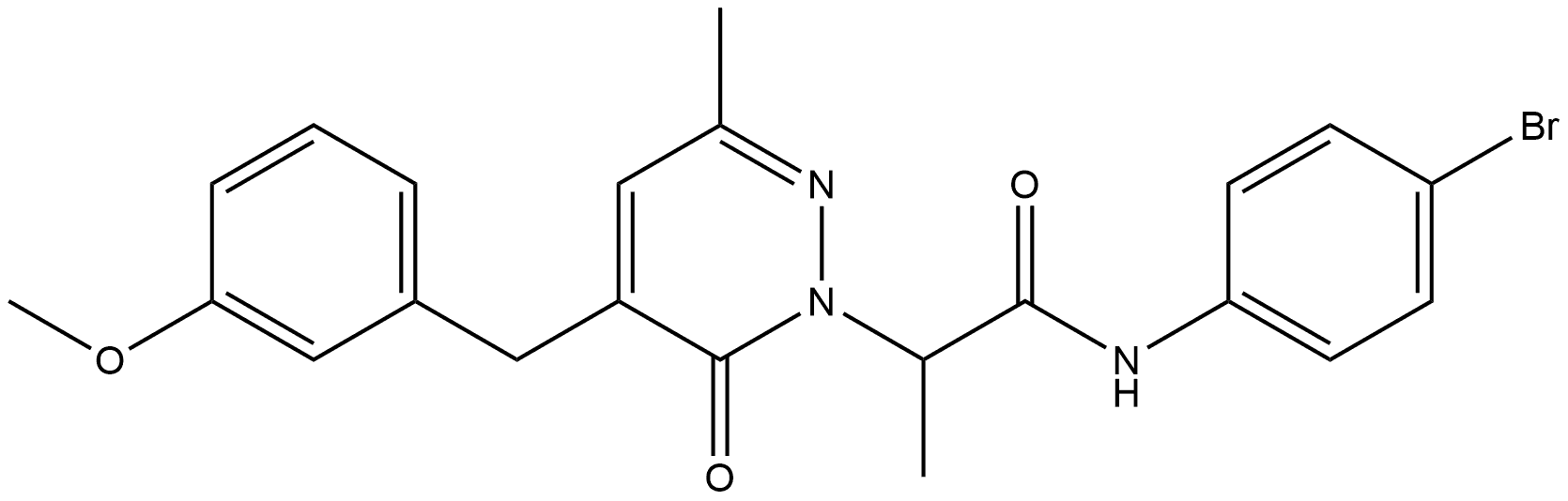 1(6H)-Pyridazineacetamide, N-(4-bromophenyl)-5-[(3-methoxyphenyl)methyl]-α,3-dimethyl-6-oxo- 结构式