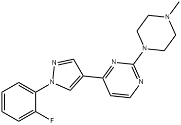 4-(1-(2-Fluorophenyl)-1H-pyrazol-4-yl)-2-(4-methylpiperazin-1-yl)pyrimidine 结构式