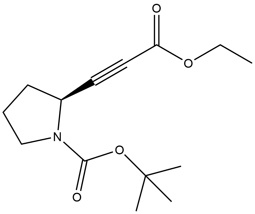 (S)-2-(3-乙氧基-3-氧代丙-1-炔-1-基)吡咯烷-1-甲酸叔丁酯 结构式