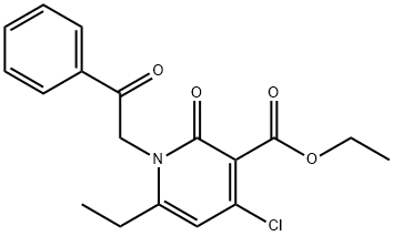 3-Pyridinecarboxylic acid, 4-chloro-6-ethyl-1,2-dihydro-2-oxo-1-(2-oxo-2-phenylethyl)-, ethyl ester 结构式