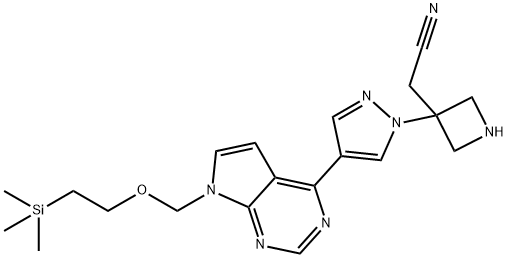 3-Azetidineacetonitrile, 3-[4-[7-[[2-(trimethylsilyl)ethoxy]methyl]-7H-pyrrolo[2,3-d]pyrimidin-4-yl]-1H-pyrazol-1-yl]- 结构式