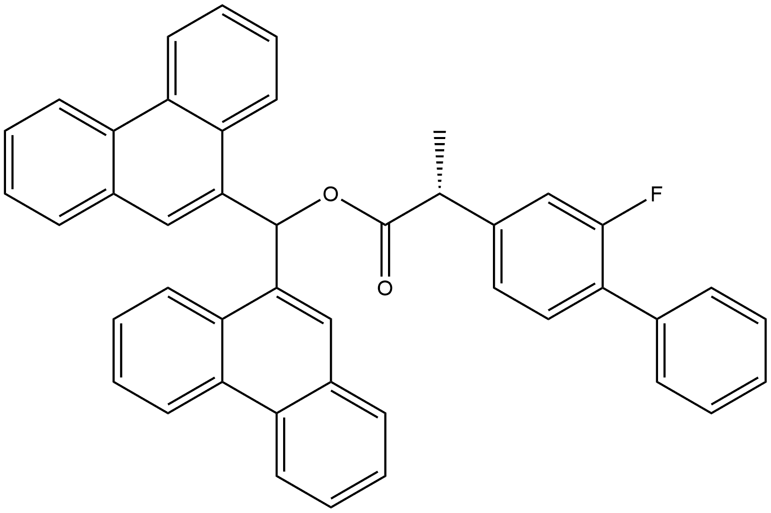 [1,1'-Biphenyl]-4-acetic acid, 2-fluoro-α-methyl-, di-9-phenanthrenylmethyl ester, (αR)- 结构式