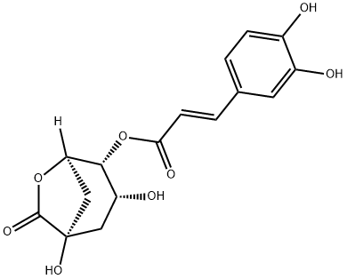 2-Propenoic acid, 3-(3,4-dihydroxyphenyl)-, (1S,3R,4R,5R)-1,3-dihydroxy-7-oxo-6-oxabicyclo[3.2.1]oct-4-yl ester, (2E)- 结构式