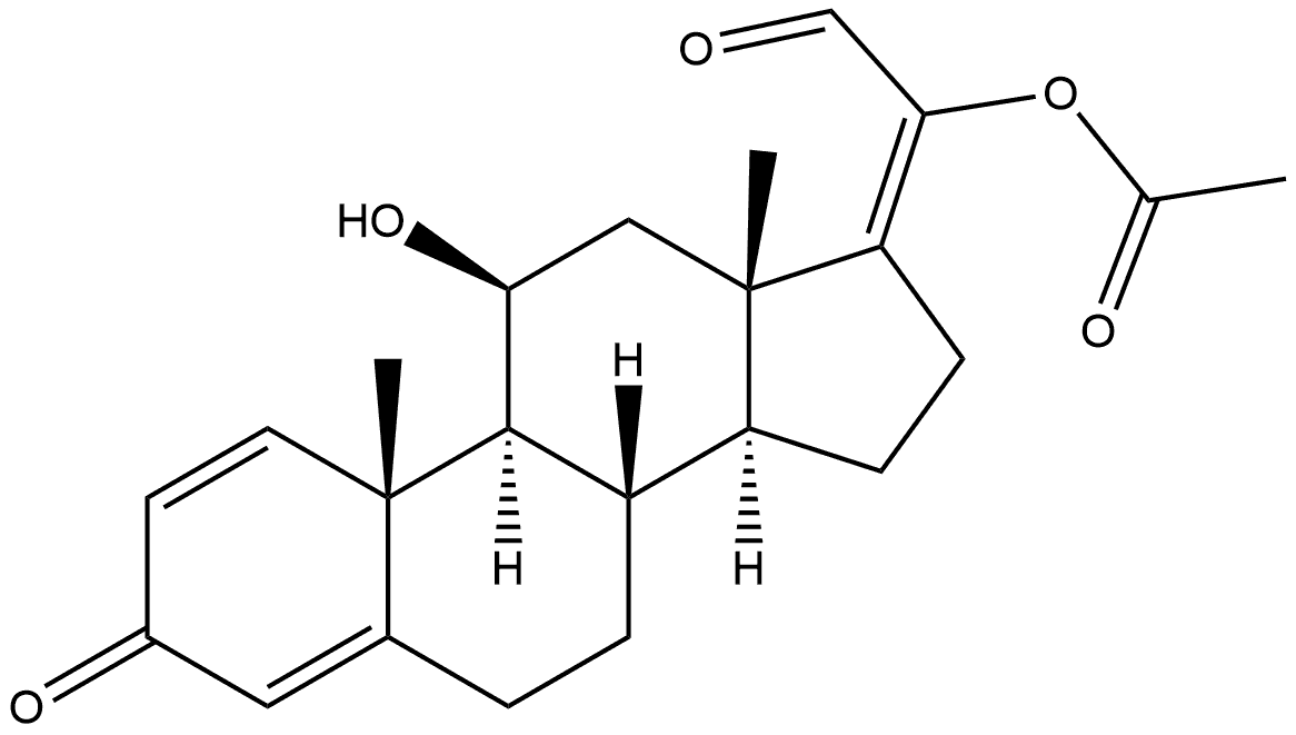 (11β,?17E)?-20-?(Acetyloxy)?-?11-?hydroxy-?3-?oxopregna-?1,?4,?17(20)?-?trien-?21-?al 结构式