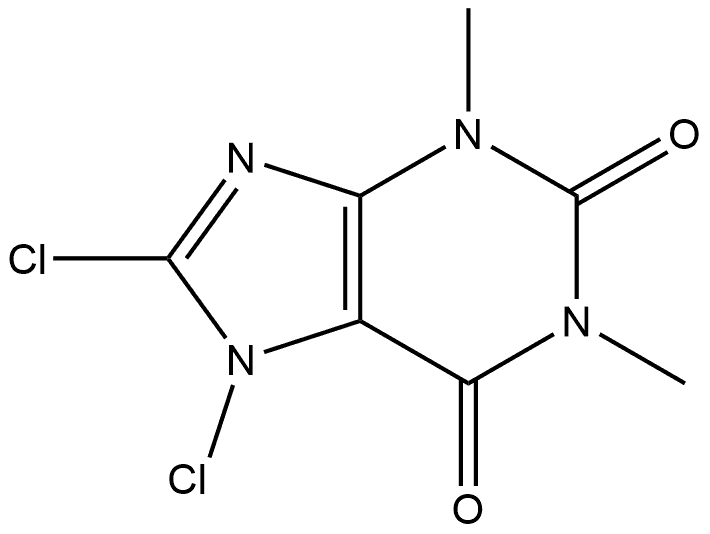 7,8-二氯-3,7-二氢-1,3-二甲基-1H-嘌呤-2,6-二酮 结构式