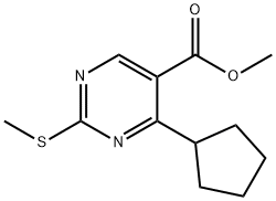 5-Pyrimidinecarboxylic acid, 4-cyclopentyl-2-(methylthio)-, methyl ester 结构式