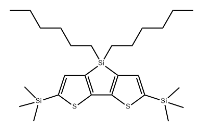 4H-Silolo[3,2-b:4,5-b']dithiophene, 4,4-dihexyl-2,6-bis(trimethylsilyl)- 结构式