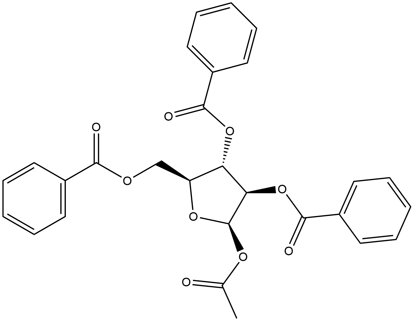 β-L-Arabinofuranose, 1-acetate 2,3,5-tribenzoate 结构式