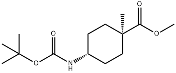 Cyclohexanecarboxylic acid, 4-[[(1,1-dimethylethoxy)carbonyl]amino]-1-methyl-, methyl ester, trans- 结构式