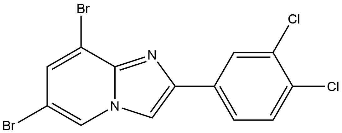 6,8-二溴-2-(3,4-二氯苯基)咪唑并[1,2-A]吡啶 结构式