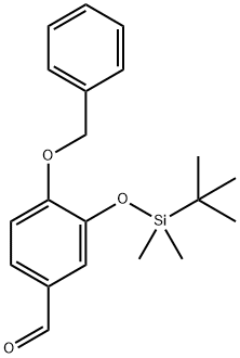 4-(苄氧基)-3-[(叔丁基二甲基硅基)氧基]苯甲醛 结构式