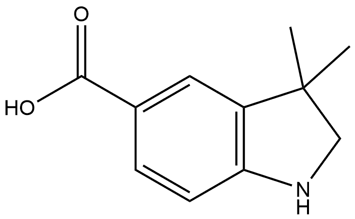 3,3-二甲基二氢吲哚-5-羧酸 结构式