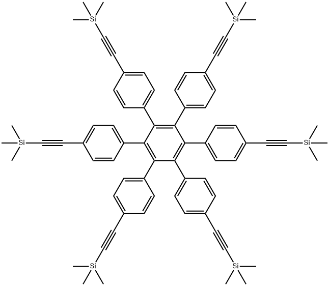 1,1':2',1''-Terphenyl, 4,4''-bis[2-(trimethylsilyl)ethynyl]-3',4',5',6'-tetrakis[4-[2-(trimethylsilyl)ethynyl]phenyl]- 结构式