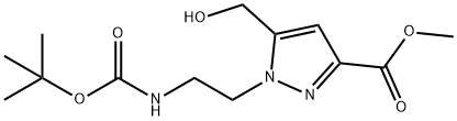 1H-Pyrazole-3-carboxylic acid, 1-[2-[[(1,1-dimethylethoxy)carbonyl]amino]ethyl]-5-(hydroxymethyl)-, methyl ester 结构式