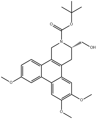 Dibenz[f,h]isoquinoline-2(1H)-carboxylic acid, 3,4-dihydro-3-(hydroxymethyl)-6,7,10-trimethoxy-, 1,1-dimethylethyl ester, (3S)- 结构式