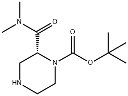 (R)-2-(二甲基氨基甲酰基)哌嗪-1-甲酸叔丁酯 结构式