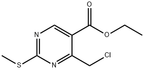 5-Pyrimidinecarboxylic acid, 4-(chloromethyl)-2-(methylthio)-, ethyl ester 结构式