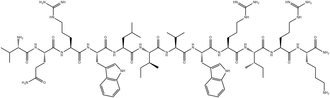L-Lysinamide, L-valyl-L-glutaminyl-L-arginyl-L-tryptophyl-L-leucyl-L-isoleucyl-L-valyl-L-tryptophyl-L-arginyl-L-isoleucyl-L-arginyl- 结构式