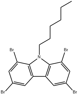 1,3,6,8-四溴-9-己基-9H-咔唑 结构式