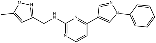 N-((5-Methylisoxazol-3-yl)methyl)-4-(1-phenyl-1H-pyrazol-4-yl)pyrimidin-2-amine 结构式